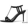 imageMostrin Strappy Heels for Women Round Open Toe Heel Sandals Ankle T Strap Stiletto High Heels Dress ShoesBlack