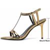 imageMostrin Strappy Heels for Women Round Open Toe Heel Sandals Ankle T Strap Stiletto High Heels Dress ShoesGold