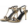 imageMostrin Strappy Heels for Women Round Open Toe Heel Sandals Ankle T Strap Stiletto High Heels Dress ShoesGold