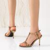 imageMostrin Strappy Heels for Women Round Open Toe Heel Sandals Ankle T Strap Stiletto High Heels Dress ShoesGold