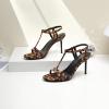 imageMostrin Strappy Heels for Women Round Open Toe Heel Sandals Ankle T Strap Stiletto High Heels Dress ShoesLeopard