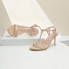 imageMostrin Strappy Heels for Women Round Open Toe Heel Sandals Ankle T Strap Stiletto High Heels Dress ShoesNude