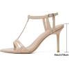 imageMostrin Strappy Heels for Women Round Open Toe Heel Sandals Ankle T Strap Stiletto High Heels Dress ShoesNude