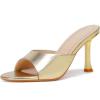 imageMostrin Kitten Heels for Women Round Toe Heels With Bow Vintage Mules Sexy Slip on Stiletto Backless Sandals for Party DailyGold