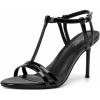 imageMostrin Strappy Heels for Women Round Open Toe Heel Sandals Ankle T Strap Stiletto High Heels Dress ShoesBlack