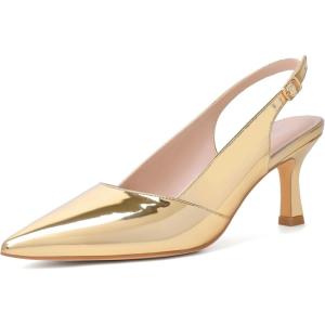 imageMostsrin Kitten Heels for Women Slingback Pointed Closed Toe Heels Womens Pumps Shoes for Wedding Party CommutingGold