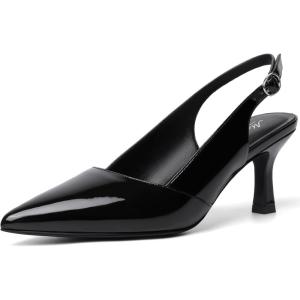 imageMostsrin Kitten Heels for Women Slingback Pointed Closed Toe Heels Womens Pumps Shoes for Wedding Party CommutingPatent Black