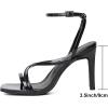 imageMostrin Strappy Heels for Women Square Open Toe Heeled Sandals Ankle Strap Sexy Stiletto High Heels for Party Prom Dating WeddingBlack