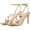 imageMostrin Strappy Heels for Women Square Open Toe Heeled Sandals Ankle Strap Sexy Stiletto High Heels for Party Prom Dating WeddingGold