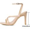 imageMostrin Strappy Heels for Women Square Open Toe Heeled Sandals Ankle Strap Sexy Stiletto High Heels for Party Prom Dating WeddingNude