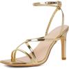 imageMostrin Strappy Heels for Women Square Open Toe Heeled Sandals Ankle Strap Sexy Stiletto High Heels for Party Prom Dating WeddingGold