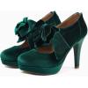 imageMostrin Fashion Vintage Womens Small Bowtie Platform Pumps Ladies Sexy High Heeled ShoesGreen58