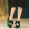 imageMostrin Fashion Vintage Womens Small Bowtie Platform Pumps Ladies Sexy High Heeled ShoesGreen58