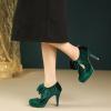 imageMostrin Fashion Vintage Womens Small Bowtie Platform Pumps Ladies Sexy High Heeled ShoesGreen58