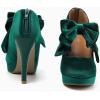 imageMostrin Fashion Vintage Womens Small Bowtie Platform Pumps Ladies Sexy High Heeled ShoesGreen58