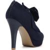 imageMostrin Fashion Vintage Womens Small Bowtie Platform Pumps Ladies Sexy High Heeled ShoesNavyblue58