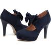 imageMostrin Fashion Vintage Womens Small Bowtie Platform Pumps Ladies Sexy High Heeled ShoesNavyblue58