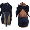 imageMostrin Fashion Vintage Womens Small Bowtie Platform Pumps Ladies Sexy High Heeled ShoesNavyblue58