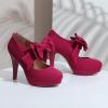 imageMostrin Fashion Vintage Womens Small Bowtie Platform Pumps Ladies Sexy High Heeled ShoesPink58