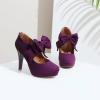 imageMostrin Fashion Vintage Womens Small Bowtie Platform Pumps Ladies Sexy High Heeled ShoesPurple58