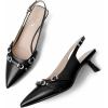 imageMostrin Kitten Heels for Women Pointed Toe Pumps Patent Leather Low Heel Slingback Heels with Buckle Dress Shoes for Dating Party WorkingBlack Pu03