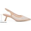 imageMostrin Kitten Heels for Women Pointed Toe Pumps Patent Leather Low Heel Slingback Heels with Buckle Dress Shoes for Dating Party WorkingNude Rhinestone