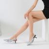 imageMostrin Kitten Heels for Women Pointed Toe Pumps Patent Leather Low Heel Slingback Heels with Buckle Dress Shoes for Dating Party WorkingSilver Sh06