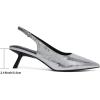 imageMostrin Kitten Heels for Women Pointed Toe Pumps Patent Leather Low Heel Slingback Heels with Buckle Dress Shoes for Dating Party WorkingSilver Sh06