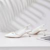 imageMostrin Kitten Heels for Women Pointed Toe Pumps Patent Leather Low Heel Slingback Heels with Buckle Dress Shoes for Dating Party WorkingWhite
