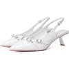 imageMostrin Kitten Heels for Women Pointed Toe Pumps Patent Leather Low Heel Slingback Heels with Buckle Dress Shoes for Dating Party WorkingWhite