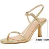imageMostrin Womens Kitten Heels Strappy Heels Ankle Strap Round Open Toe Heeled Sandals Sexy Fashion Comfort Dress Shoes For Party WeddingGold Pu