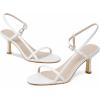 imageMostrin Womens Kitten Heels Strappy Heels Ankle Strap Round Open Toe Heeled Sandals Sexy Fashion Comfort Dress Shoes For Party WeddingWhite