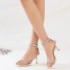 imageMostrin Womens Sandals Strappy Heels for Women Ankle Strap Lace Up Heels Square Open Toe Heels Tie Up Stiletto High Heeled Sandals for Prom Party Daily WearSilver Rhinestone