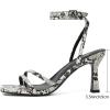 imageMostrin Womens Sandals Strappy Heels for Women Ankle Strap Lace Up Heels Square Open Toe Heels Tie Up Stiletto High Heeled Sandals for Prom Party Daily WearSnakeprint