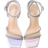 imageMostrin Womens Sandals Strappy Heels for Women Ankle Strap Lace Up Heels Square Open Toe Heels Tie Up Stiletto High Heeled Sandals for Prom Party Daily WearSilver Rhinestone