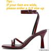 imageMostrin Womens Sandals Strappy Heels for Women Ankle Strap Lace Up Heels Square Open Toe Heels Tie Up Stiletto High Heeled Sandals for Prom Party Daily WearBurgundy04