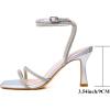 imageMostrin Womens Sandals Strappy Heels for Women Ankle Strap Lace Up Heels Square Open Toe Heels Tie Up Stiletto High Heeled Sandals for Prom Party Daily WearSilver Rhinestone