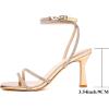 imageMostrin Womens Sandals Strappy Heels for Women Ankle Strap Lace Up Heels Square Open Toe Heels Tie Up Stiletto High Heeled Sandals for Prom Party Daily WearSparkly Rose Gold