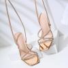 imageMostrin Womens Sandals Strappy Heels for Women Lace Up Heels Square Open Toe Heels Tie Up High Heeled Sandals for Prom Party Daily WearSparkly Rose Gold
