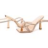 imageMostrin Womens Sandals Strappy Heels for Women Lace Up Heels Square Open Toe Heels Tie Up High Heeled Sandals for Prom Party Daily WearSparkly Rose Gold