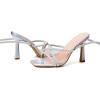 imageMostrin Womens Sandals Strappy Heels for Women Lace Up Heels Square Open Toe Heels Tie Up High Heeled Sandals for Prom Party Daily WearSparkly Silver