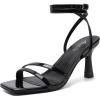 imageMostrin Womens Sandals Strappy Heels for Women Ankle Strap Lace Up Heels Square Open Toe Heels Tie Up Stiletto High Heeled Sandals for Prom Party Daily WearPatent Black