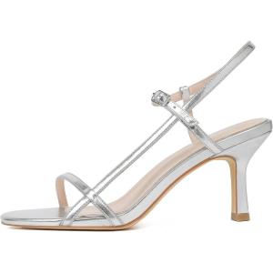 imageMostrin Womens Kitten Heels Strappy Heels Ankle Strap Round Open Toe Heeled Sandals Sexy Fashion Comfort Dress Shoes For Party WeddingSilver