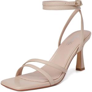 imageMostrin Womens Sandals Strappy Heels for Women Ankle Strap Lace Up Heels Square Open Toe Heels Tie Up Stiletto High Heeled Sandals for Prom Party Daily WearNude04