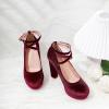 imageMostrin Fashion Vintage Womens Small Bowtie Platform Pumps Ladies Sexy High Heeled ShoesBurgundy 2501