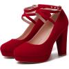 imageMostrin Fashion Vintage Womens Small Bowtie Platform Pumps Ladies Sexy High Heeled ShoesRed 2501