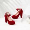 imageMostrin Fashion Vintage Womens Small Bowtie Platform Pumps Ladies Sexy High Heeled ShoesRed 2501