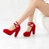 imageMostrin Fashion Vintage Womens Small Bowtie Platform Pumps Ladies Sexy High Heeled ShoesRed 2501