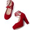 imageMostrin Fashion Vintage Womens Small Bowtie Platform Pumps Ladies Sexy High Heeled ShoesRed 2501