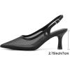 imageMostrin Kitten Heels for Women Slingback Pointed Closed Toe Heels Womens Pumps Shoes for Wedding Party CommutingBlack Mesh 2